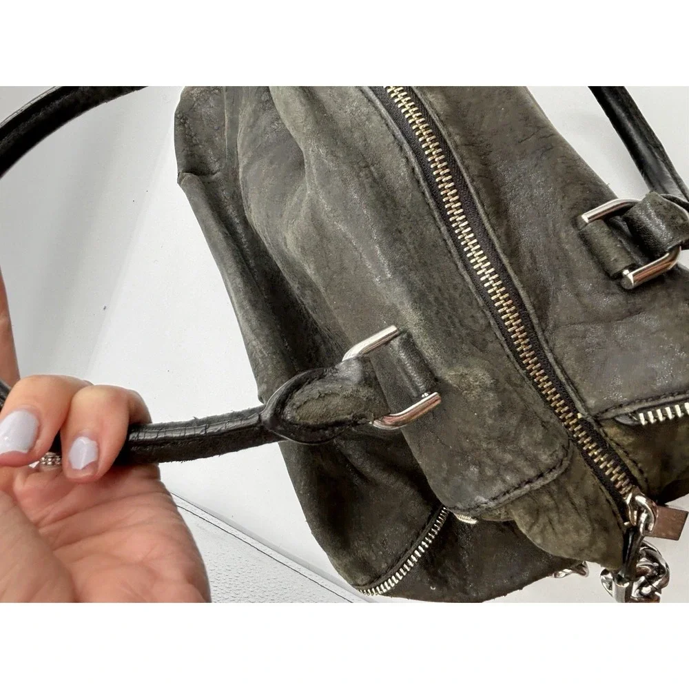 Michael Kors Y2K Black Silver Studded Hobo Shoulder‎ Bag Grunge Leather